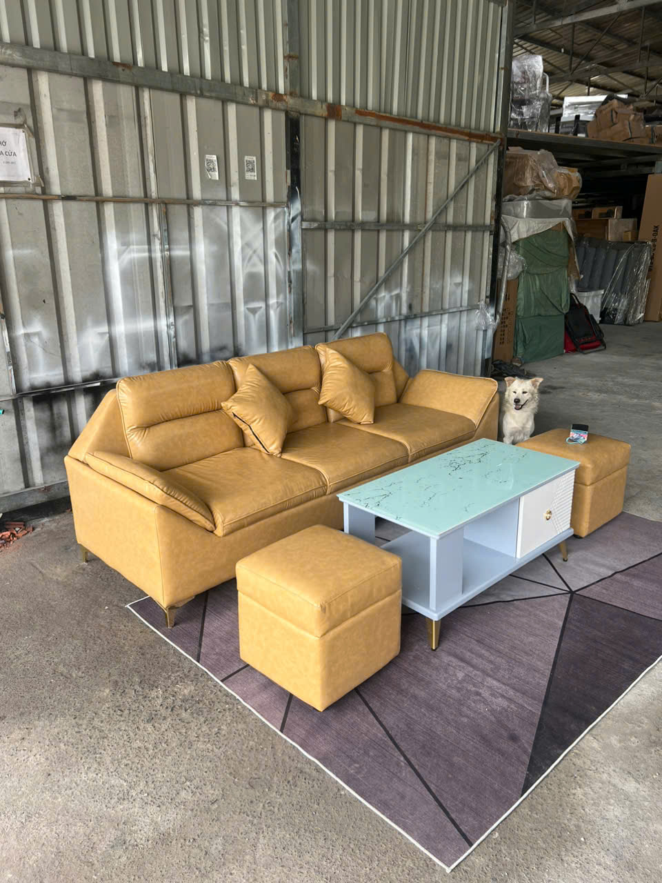 Bộ Sofa Da Pu Cao Cấp 2M2x85 Kèm 1 Đôn Và Bàn Trà – Sofa Phòng Khách Hiện Đại - Mã: MHO16 - Ảnh 13