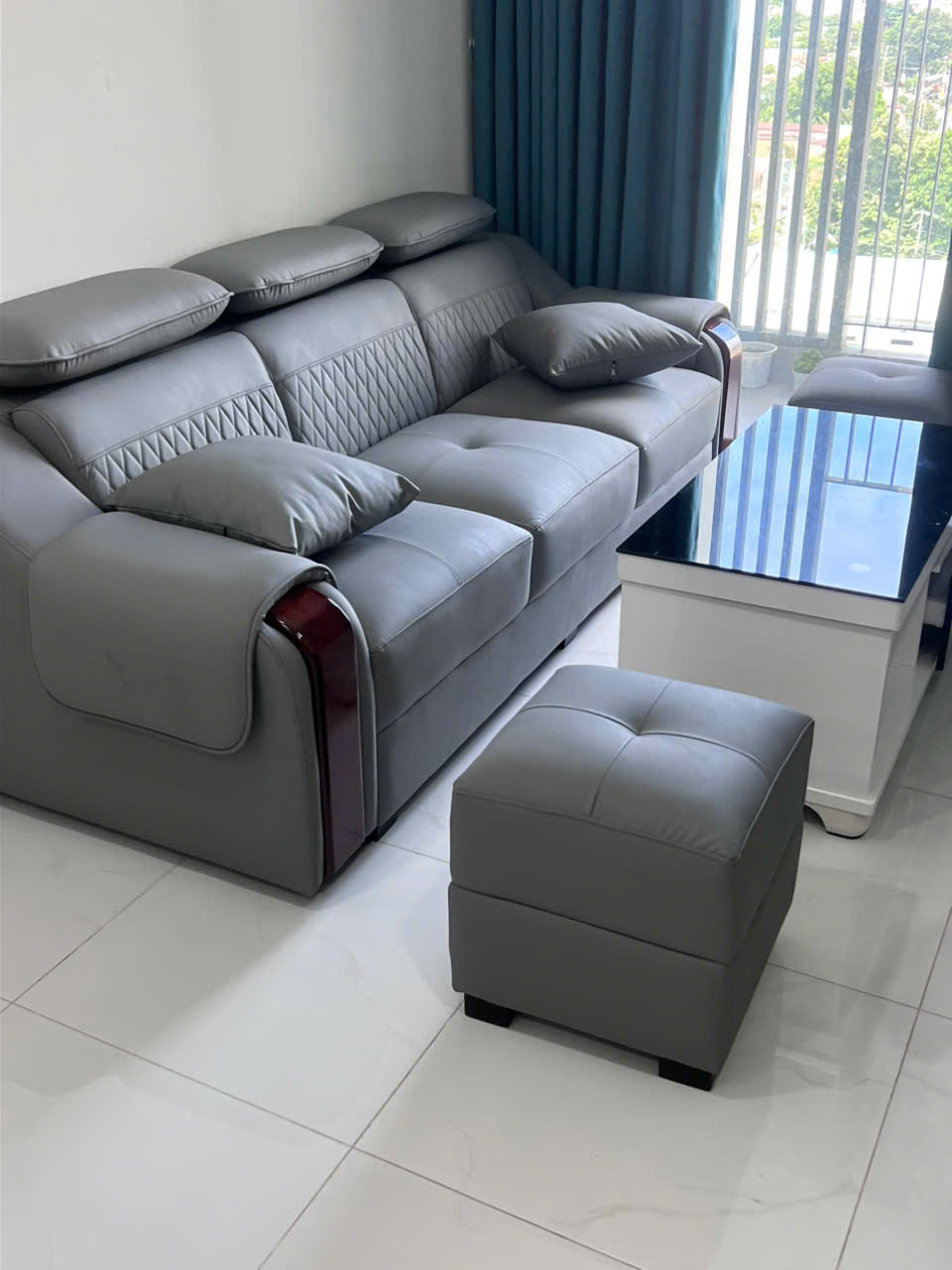 Sofa Da PU Cao Cấp 2m2 Kèm Bàn & 2 Đôn - MH220 Cho Phòng Khách Nhỏ - Ảnh 10