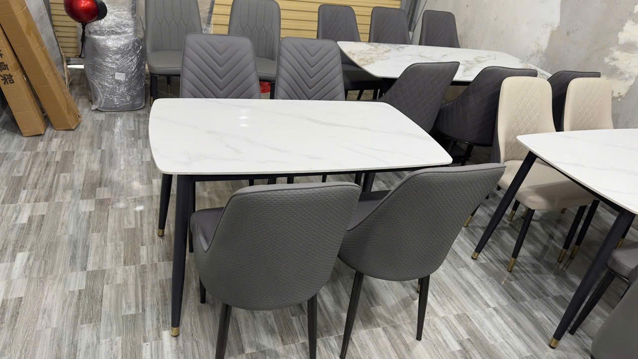 Bàn Ăn Mặt Đá Ceramic 6 ghế Da cao cấp - Mã B202 - Ảnh 13