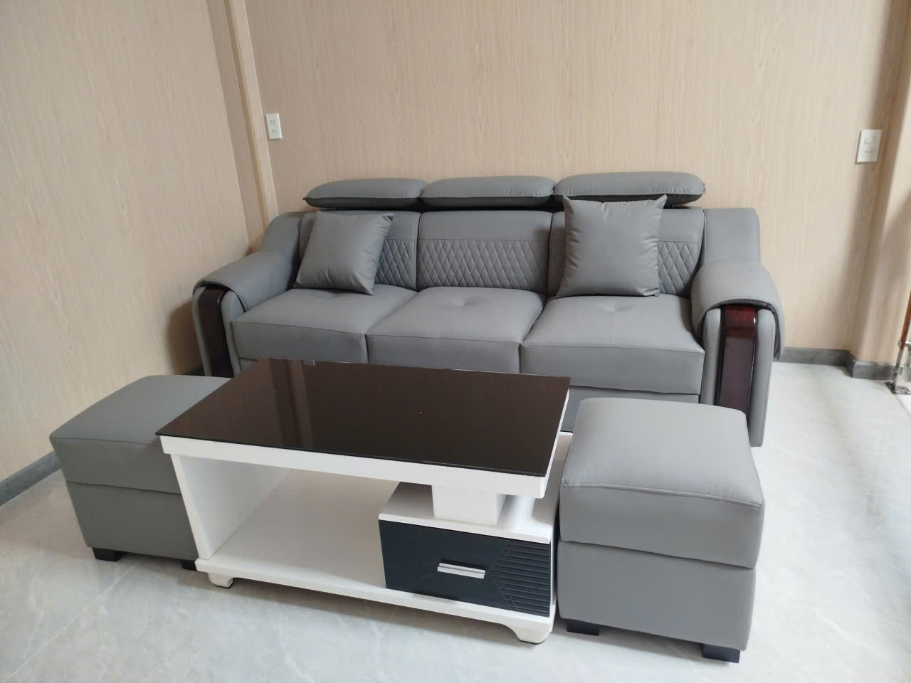 Bộ Sofa Da 2M2 Tay Phối Gỗ-Mã MH026 Kèm 2 Đôn Và Bàn – Sofa Phòng Khách Hiện Đại - Ảnh 19