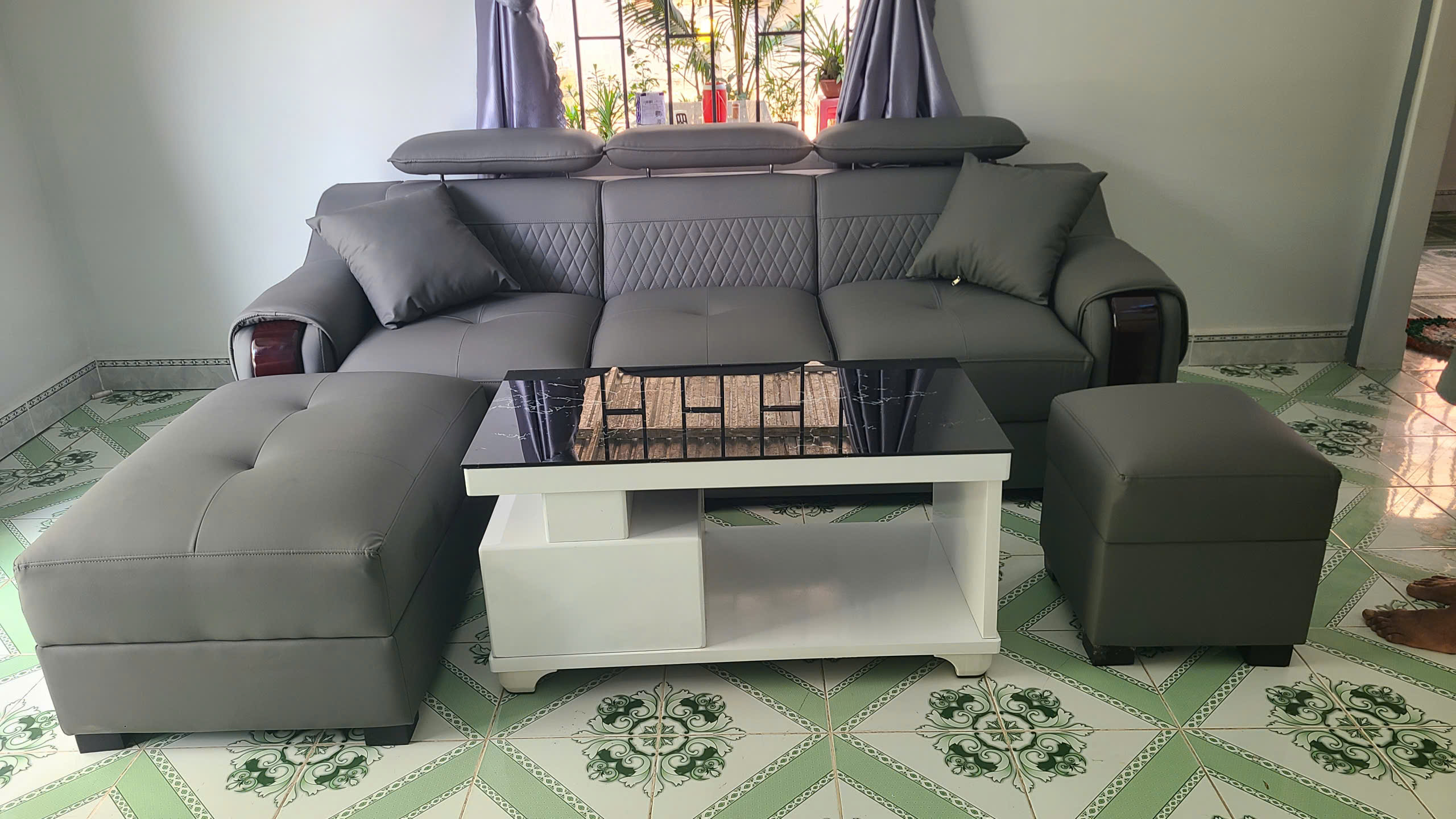 Bộ Sofa Da 2M2 Tay Phối Gỗ-Mã MH026 Kèm 2 Đôn Và Bàn – Sofa Phòng Khách Hiện Đại - Ảnh 21