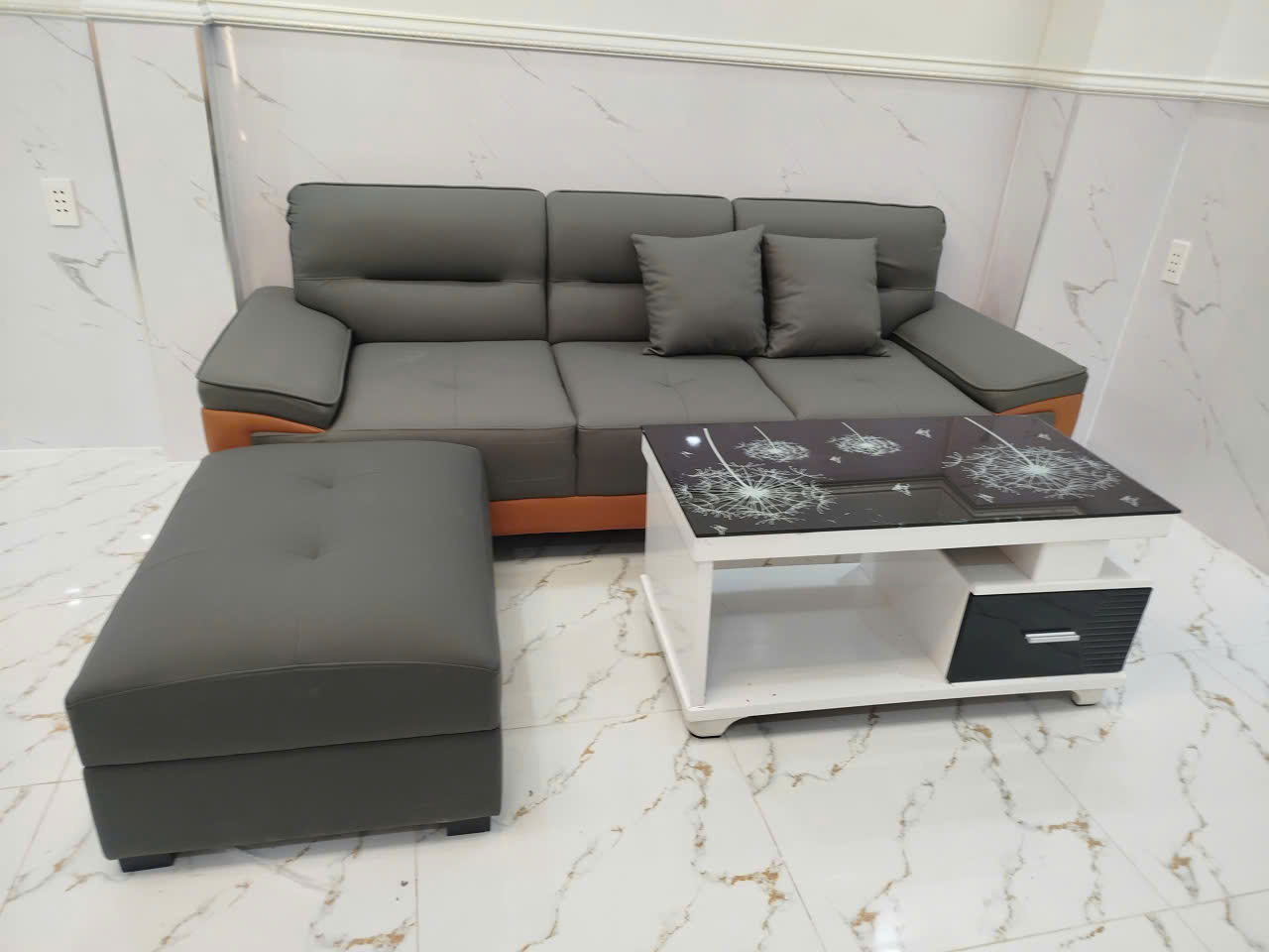 Bộ Sofa Da Pu Cao Cấp 2M2x85 Kèm 1 Đôn Và Bàn Trà – Sofa Phòng Khách Hiện Đại - Mã: MHO16 - Ảnh 7