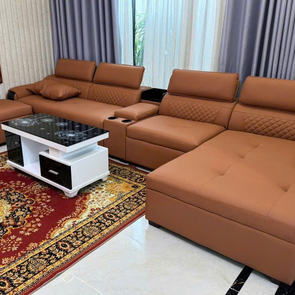 Bộ sofa góc L 3m2x1m6 Thư giãn kèm bàn trà và ghế phụ sang trọng - Mã HM550 - Ảnh 5