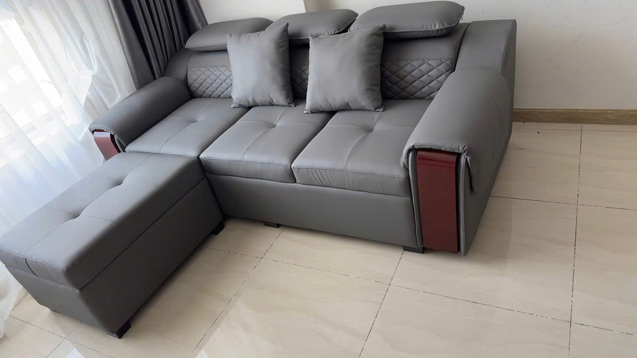 Bộ Sofa Da 2M2 Tay Phối Gỗ-Mã MH026 Kèm 2 Đôn Và Bàn – Sofa Phòng Khách Hiện Đại - Ảnh 14