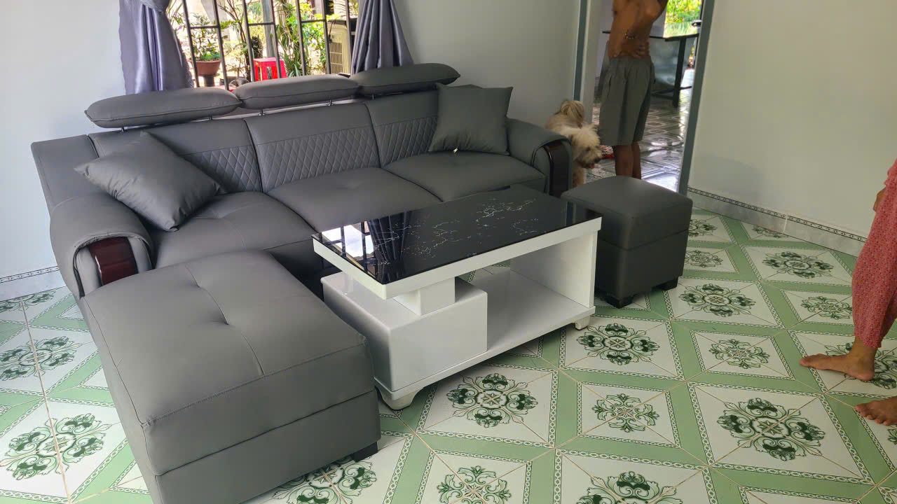 Bộ Sofa Da 2M2 Tay Phối Gỗ-Mã MH026 Kèm 2 Đôn Và Bàn – Sofa Phòng Khách Hiện Đại - Ảnh 16