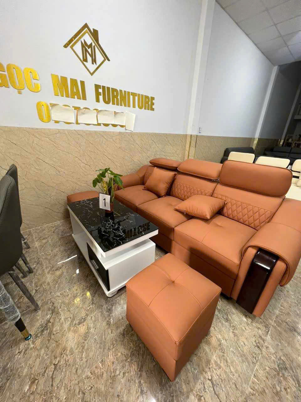Bộ Sofa Da 2M2 Tay Phối Gỗ-Mã MH026 Kèm 2 Đôn Và Bàn – Sofa Phòng Khách Hiện Đại - Ảnh 8