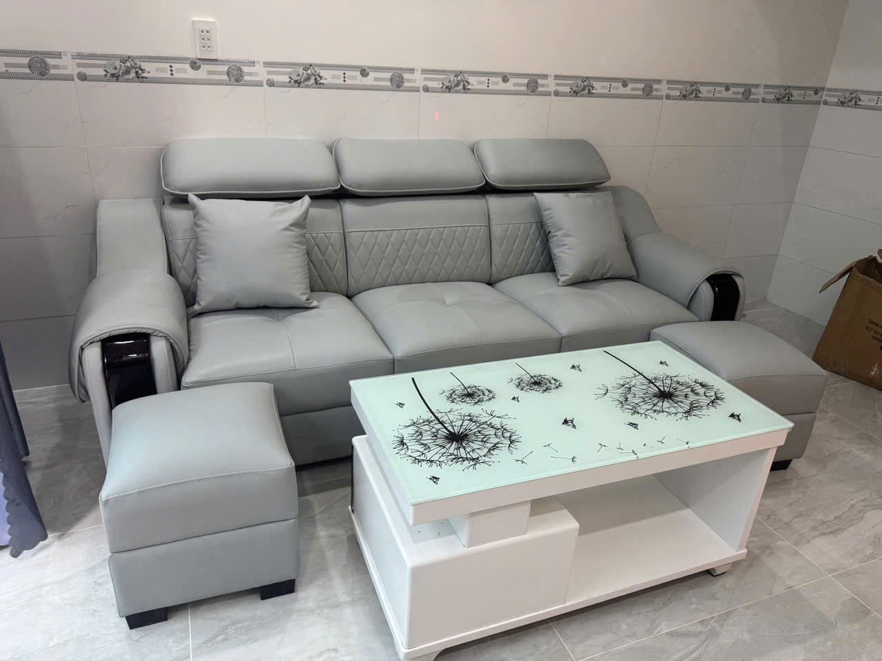 Bộ Sofa Da Cao Cấp 2m8x85 Kèm 2 Đôn Và Bàn Trà – Sofa Phòng Khách Hiện Đại - Mã MH015 - Ảnh 8