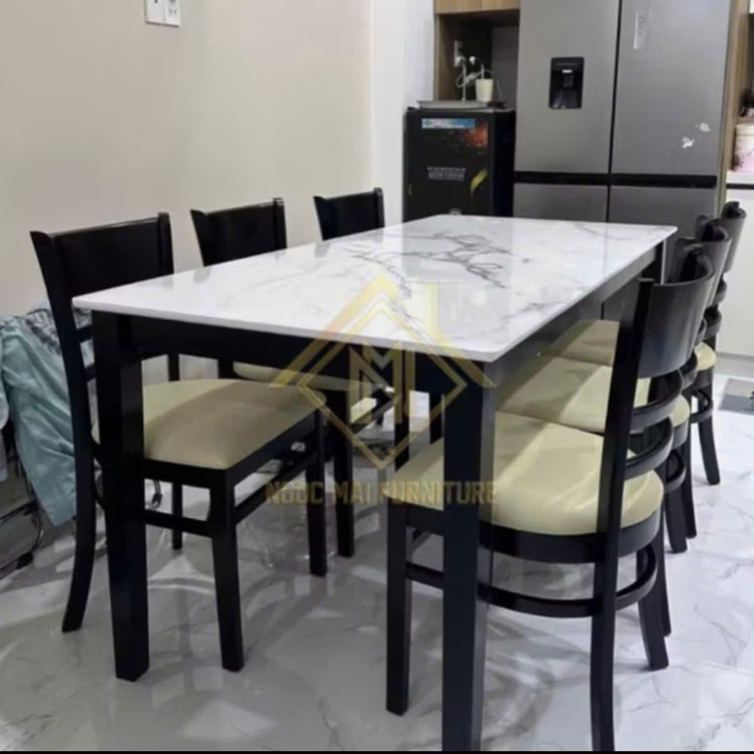 Bộ bàn ăn cơm 6 ghế full gỗ cau su trắng Thiết Kế Hiện Đại - mã MH032 - Ảnh 7