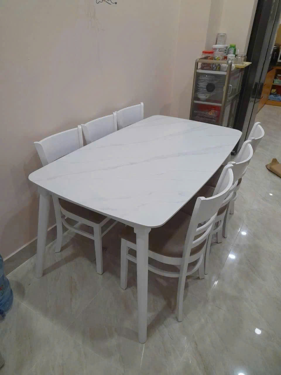Bộ bàn ăn cơm 6 ghế full gỗ cau su trắng Thiết Kế Hiện Đại - mã MH032 - Ảnh 4