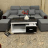 Bộ Sofa Da 2M2 Tay Phối Gỗ-Mã MH026 Kèm 2 Đôn Và Bàn – Sofa Phòng Khách Hiện Đại