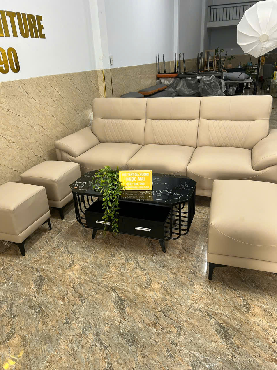 Bộ Sofa Băng Da Cao Cấp 2m2 caro – HM450 Cho Phòng Khách Nhỏ Gọn - Ảnh 13