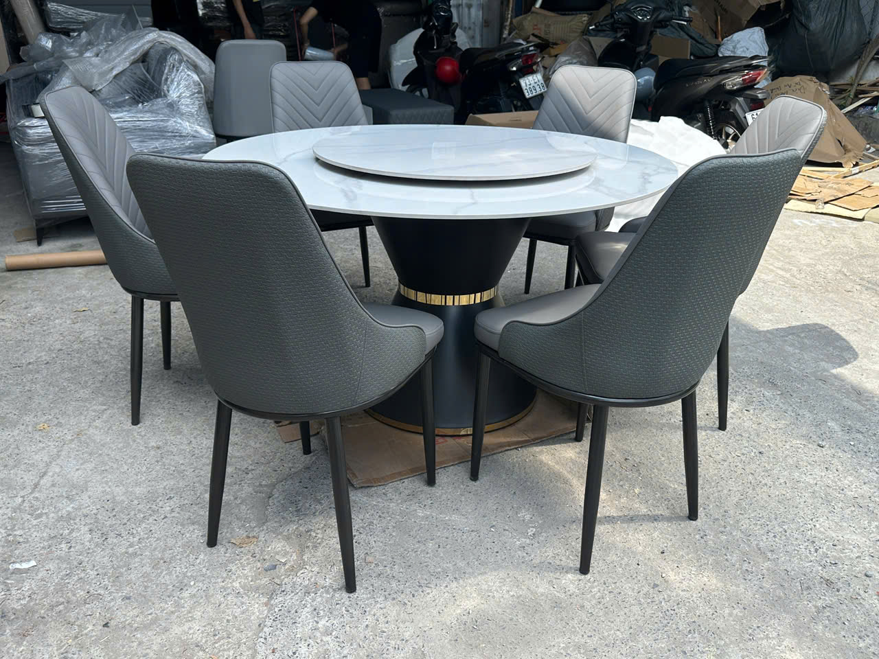 Bàn Ăn Mặt Đá Ceramic 6 ghế Da cao cấp – Mã B202 - Ảnh 10