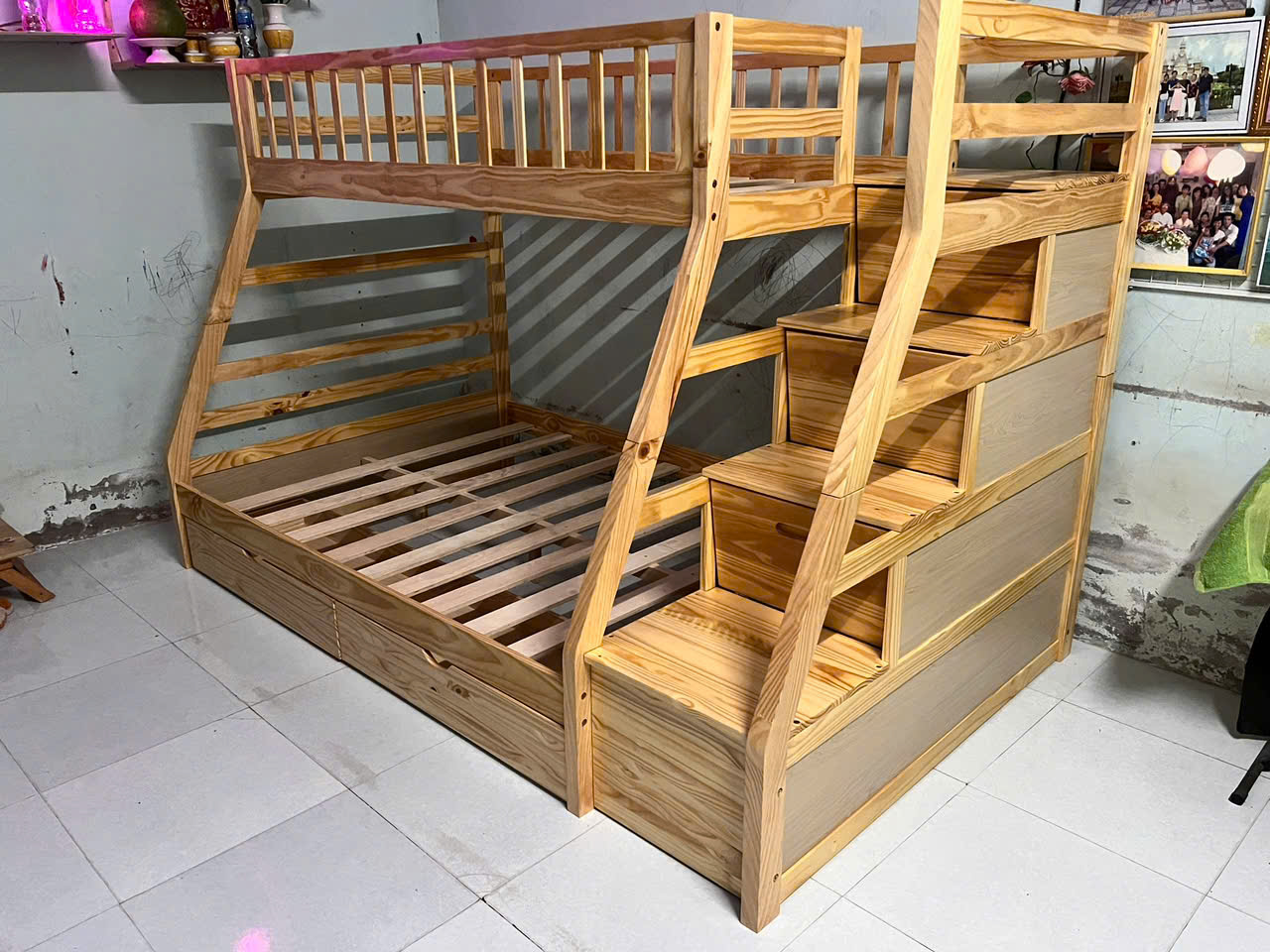 Giường Tầng Bằng Gỗ Dành Cho Trẻ Em, An Toàn, Bền Lâu, Tiện Nghi, Thoải Mái Khi Sử Dụng-Mã MH017 - Ảnh 4