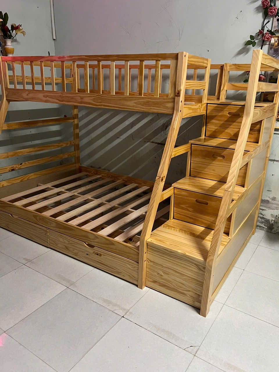 Giường Tầng Bằng Gỗ Dành Cho Trẻ Em, An Toàn, Bền Lâu, Tiện Nghi, Thoải Mái Khi Sử Dụng-Mã MH017 - Ảnh 5