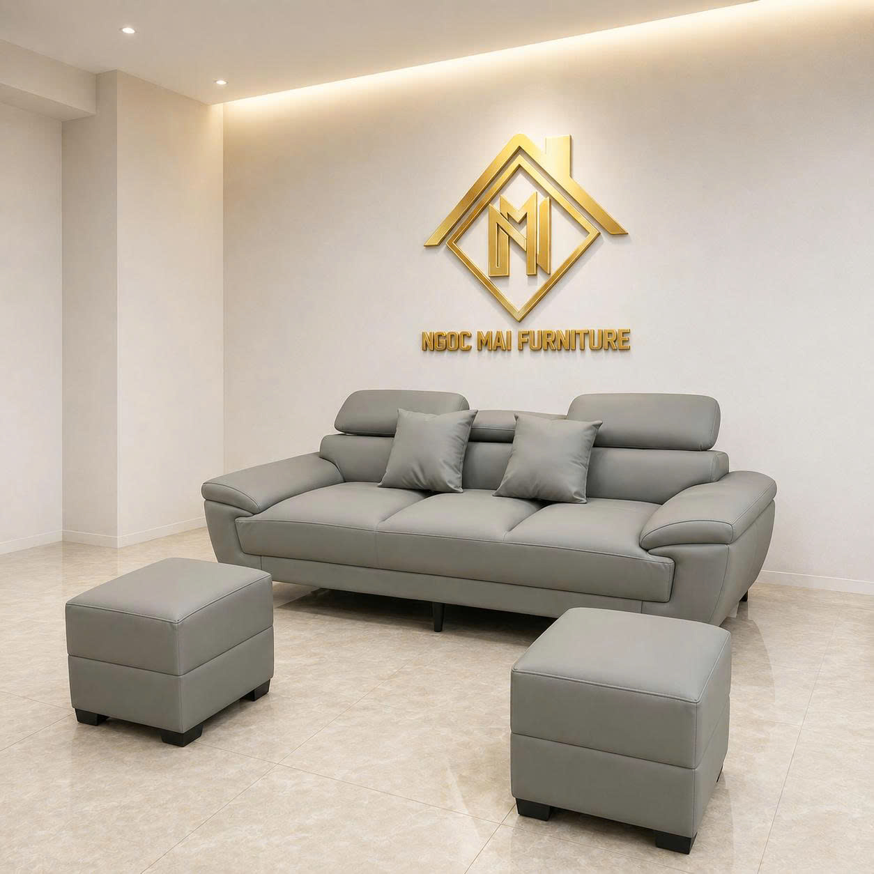 Bộ Sofa Da Cao Cấp 2m2 đầu bật chân cao – mã MH025 Cho Phòng Khách Nhỏ Gọn - Ảnh 5
