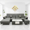 Bộ sofa góc L 2m8x1m6  mặt cười caro -Thư giãn kèm bàn trà và ghế phụ sang trọng - Mã MH014