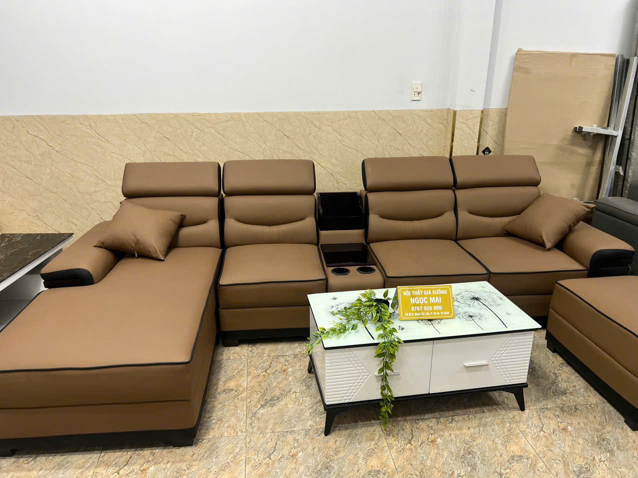 Bộ sofa góc L 3m2x1m6 Thư giãn kèm bàn trà và ghế phụ sang trọng – Mã HM320 - Ảnh 6