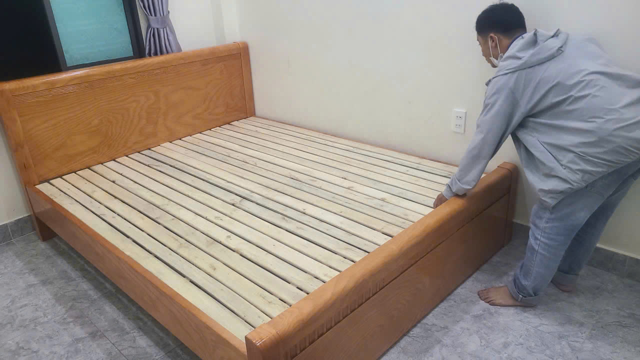 Gường Gỗ Sồi 1M6x2M Công Nghệ Hiện Đại Đã Xử Lý Mối Mọt-mã MH335 - Ảnh 13