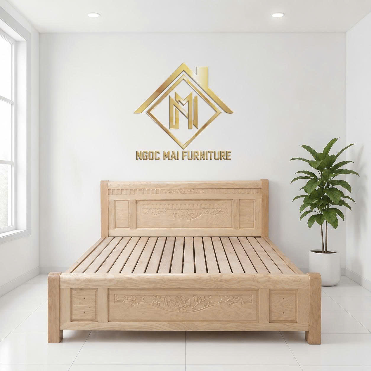 Gường Gỗ Sồi 1M6x2M Công Nghệ Hiện Đại Đã Xử Lý Mối Mọt-mã MH335 - Ảnh 14