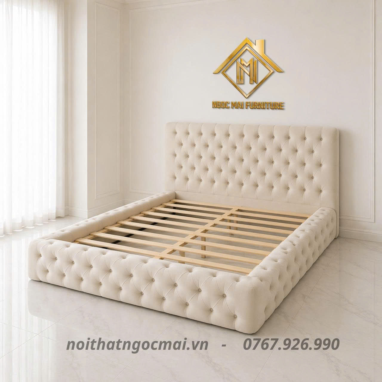 Giường Ngủ Bọc Tổ Ong Nệm Hiện Đại 1m6x2m-mã MH341 - Ảnh 6