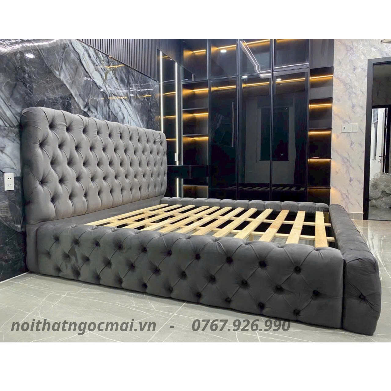 Giường Ngủ Bọc Tổ Ong Nệm Hiện Đại 1m6x2m-mã MH341 - Ảnh 4
