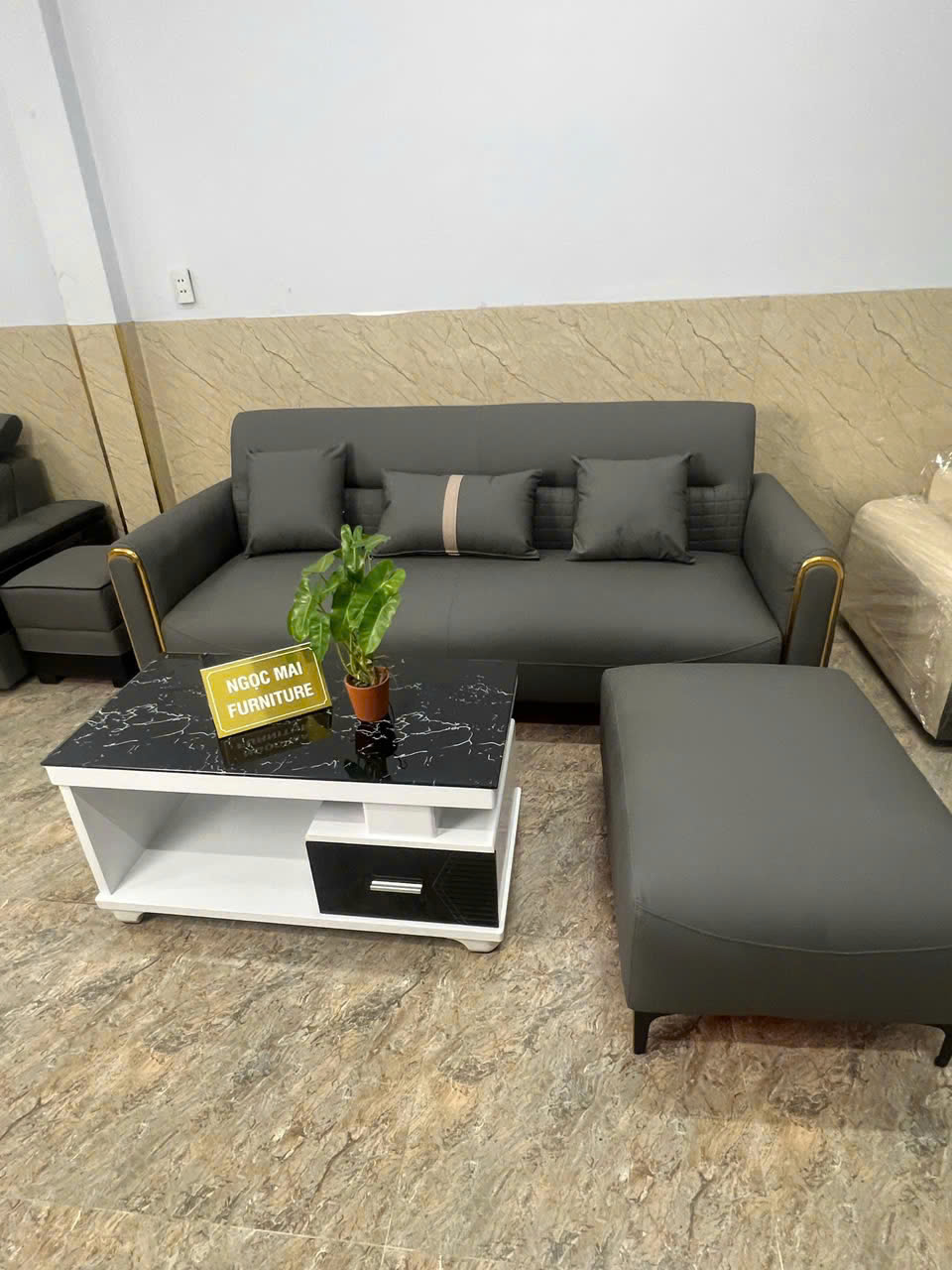 Bộ Sofa Băng Da Cao Cấp 2m2 -1 bàn trà+1 đôn lớn ,phù hợp với diện tích nhỏ– MH352 - Ảnh 6