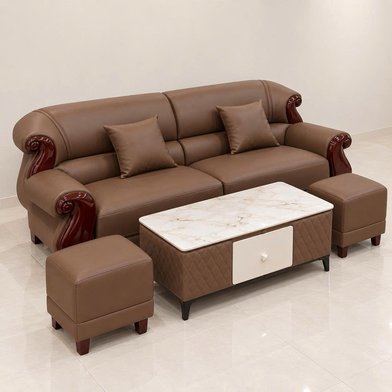 BỘ SOFA CAO CẤP THỜI THƯỢNG SANG TRỌNG -QUÝ TỘC 2M4 +2 ĐÔN +2 GỐI+1 BÀN TRÀ- mã MH357 - Ảnh 4