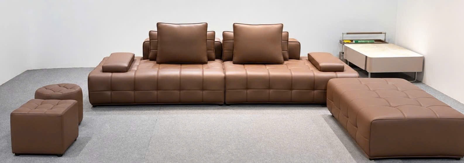Sofa Da Cao Cấp da pu 2m2 kèm 2 đôn nhỏ và 1 đôn lớn siêu rộng,mẫu sofa hiện đại,sang trọng, tiện lợi (không bàn trà) – mã MH675 - Ảnh 7