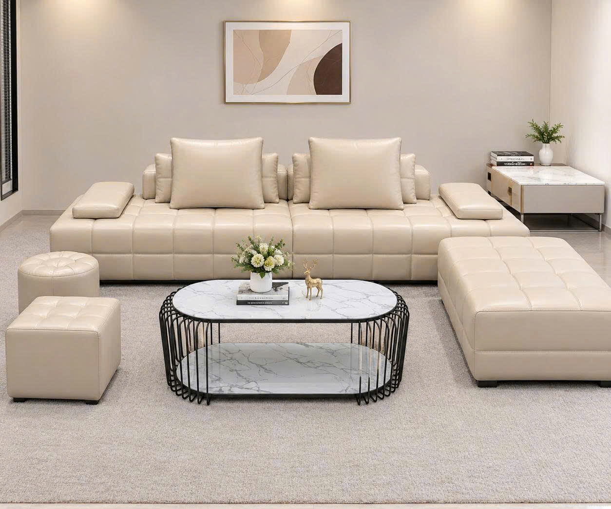 Bộ sofa phòng khách 2m2 thiết kế caro vuông -sang trọng,diện tích rộng mã- MH2O1 - Ảnh 9