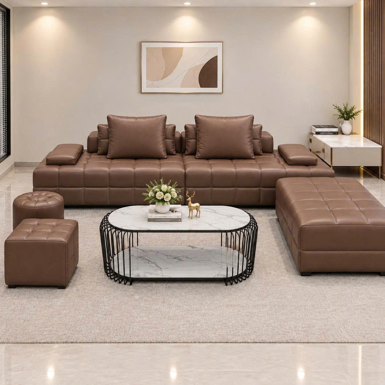 Bộ sofa phòng khách 2m2 thiết kế caro vuông -sang trọng,diện tích rộng mã- MH2O1