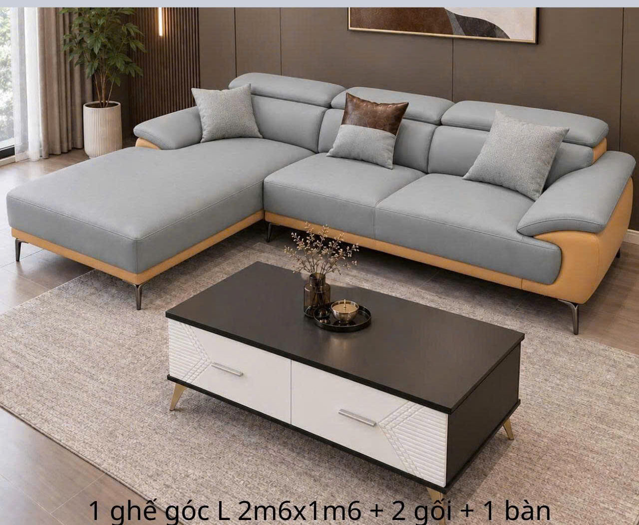 Bộ sofa góc L chân cao 2m6 tiện nghi mẫu mới hiện đại-mã MH508 - Ảnh 5