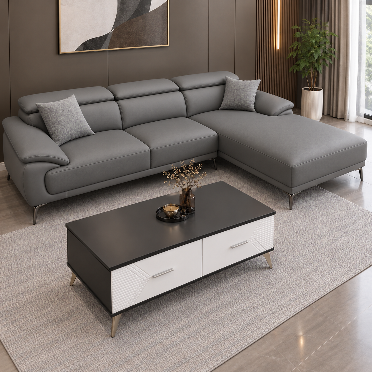 Bộ sofa góc L chân cao 2m6 tiện nghi mẫu mới hiện đại-mã MH508 - Ảnh 6