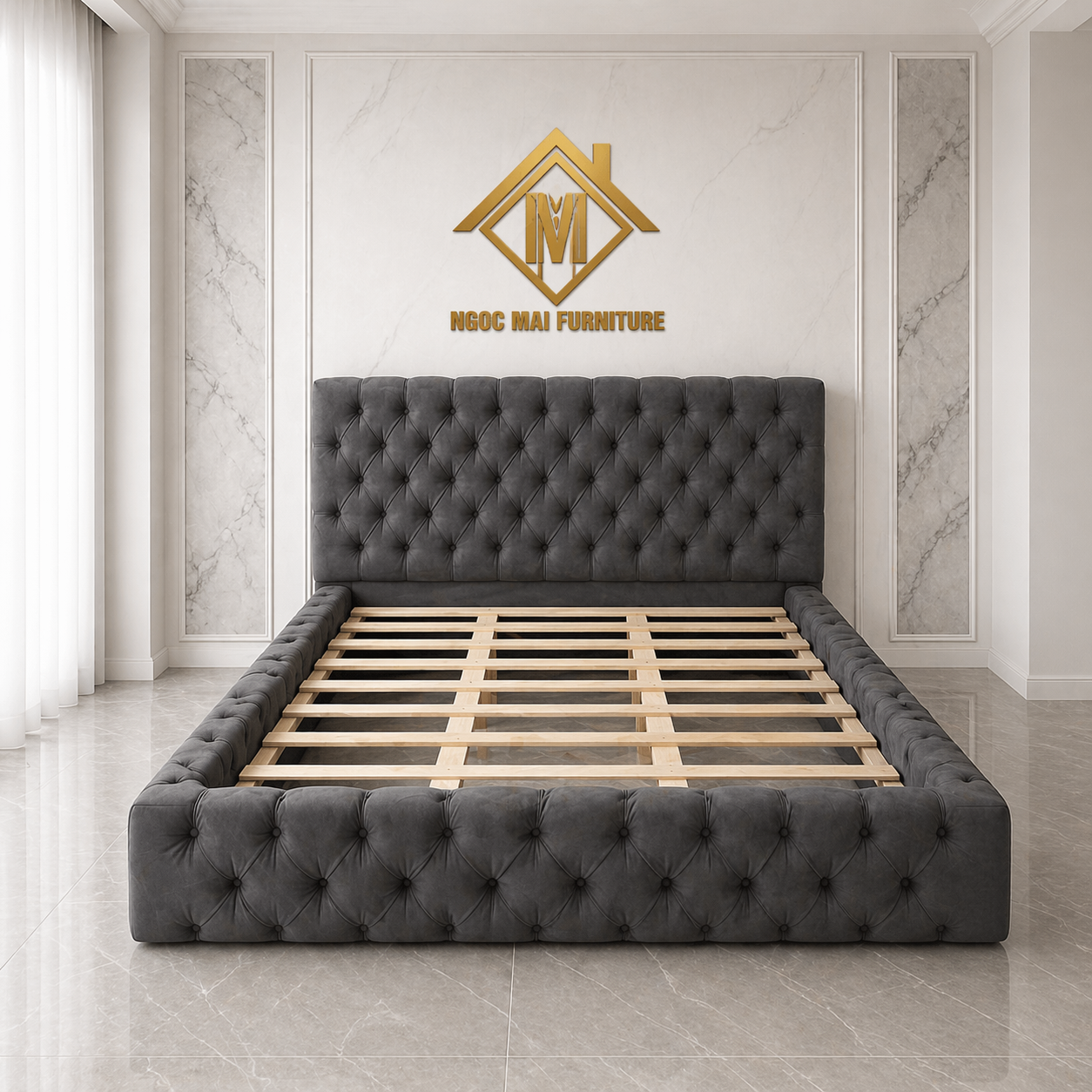 Giường Ngủ Bọc Tổ Ong Nệm Hiện Đại 1m6x2m-mã MH341 - Ảnh 8