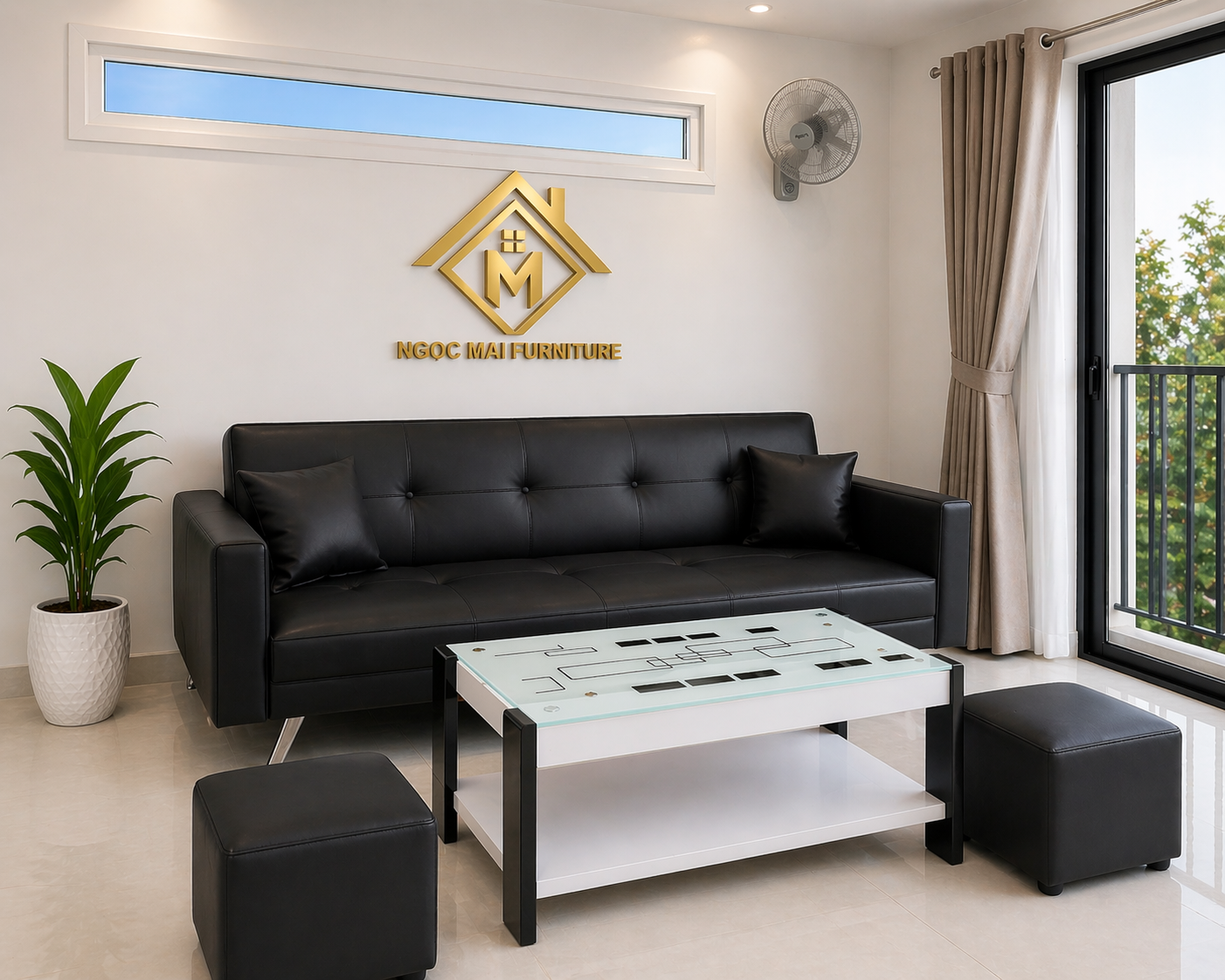 Bộ Sofa Phòng Khách 6 Món Dài 1m7 –decor salon,nail,nhà nhỏ gọn-mã MH354 - Ảnh 4