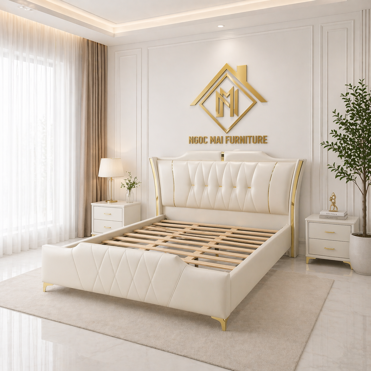 Giường Bọc nệm thiết kế caro sang trọng mẫu mới hiện đại 1m8x2m-Mã MH364 - Ảnh 5