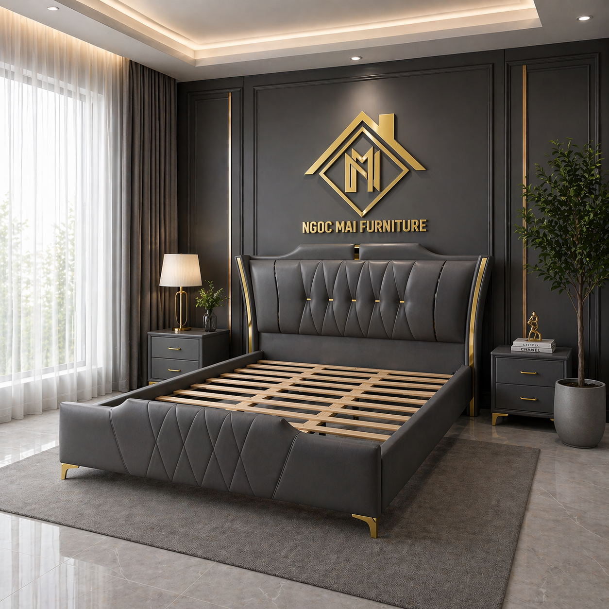 Gường Bọc Nệm Caro 1m8x2m Thiết Kế Hiện Đại-mã MH340 - Ảnh 6