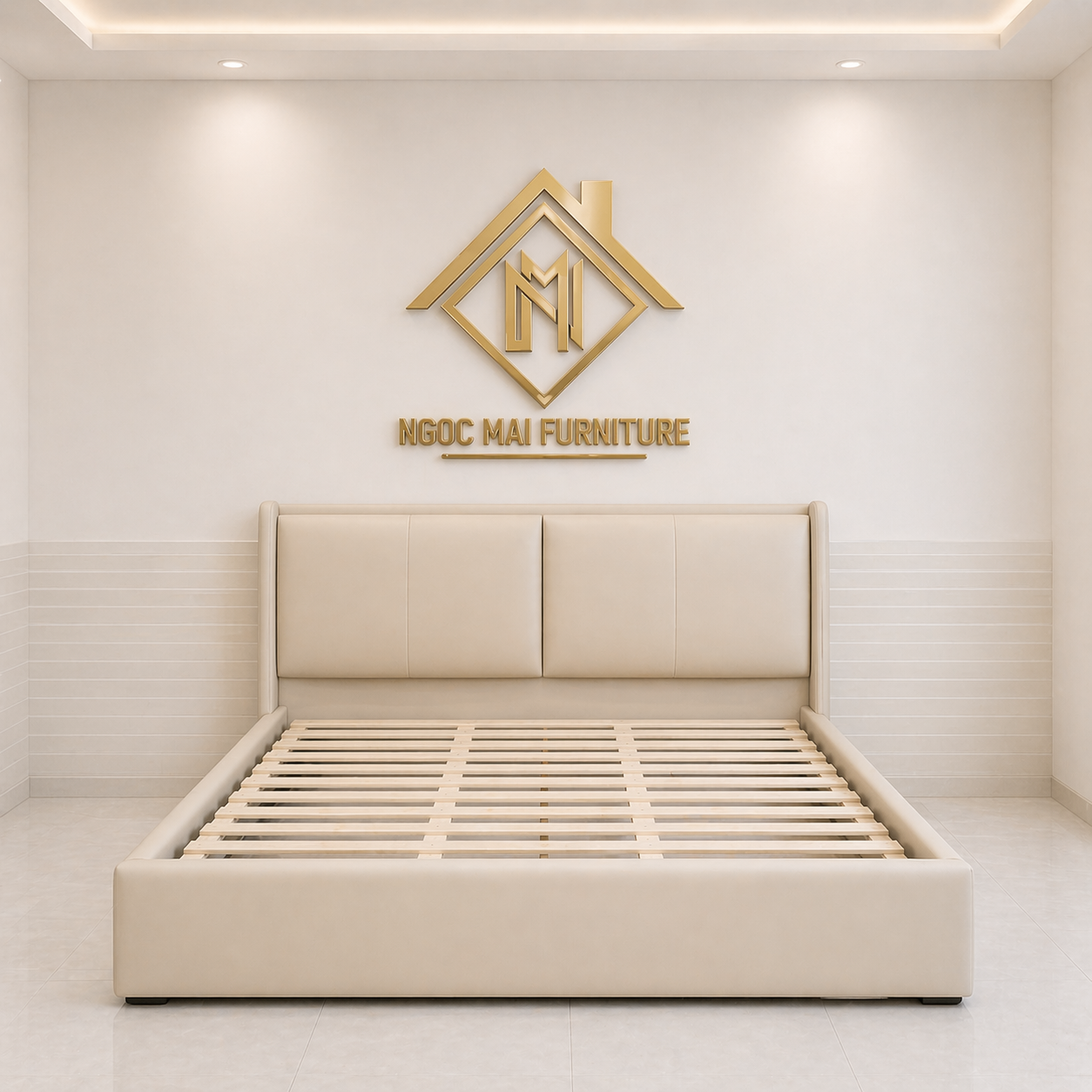 Gường Bọc Nệm Mặt Chữ Nhật Đẹp Mắt Nhẹ Nhàng 1m6x2m-mã MH343 - Ảnh 9