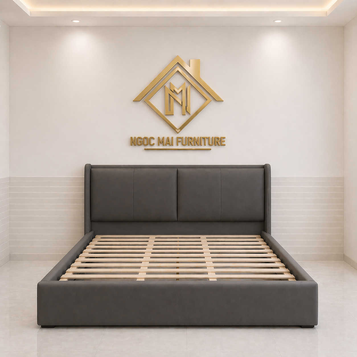 Gường Bọc Nệm Mặt Chữ Nhật Đẹp Mắt Nhẹ Nhàng 1m6x2m-mã MH343 - Ảnh 7