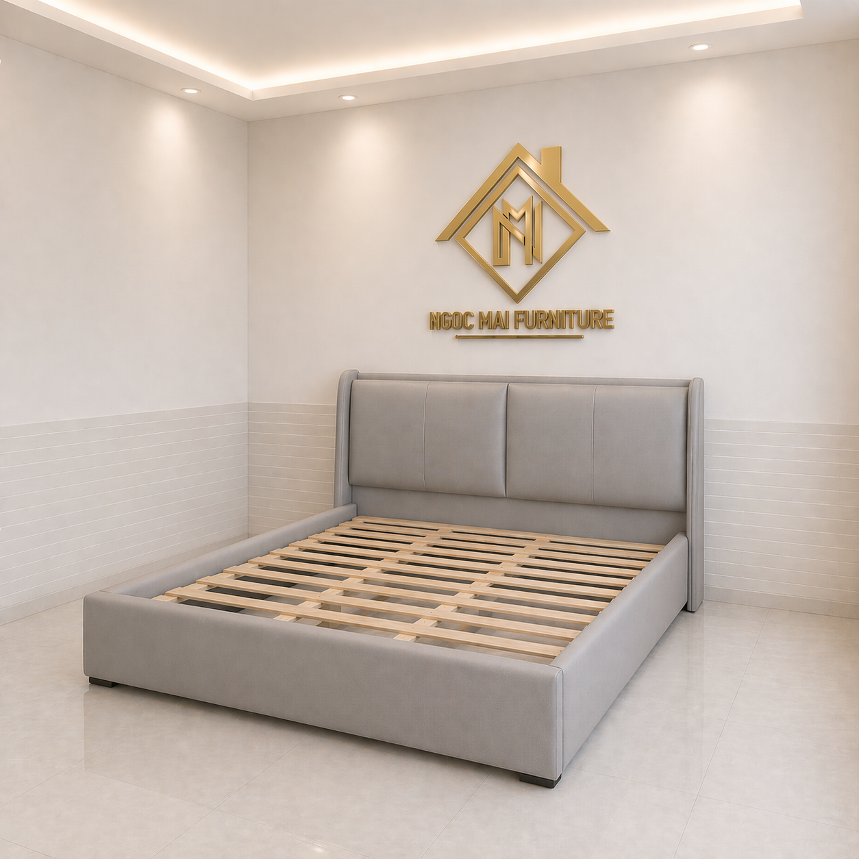 Gường Bọc Nệm 1m8x2m Khiết Kế Chữ Nhật Thanh Lich Giản Dị-mã MH345 - Ảnh 5