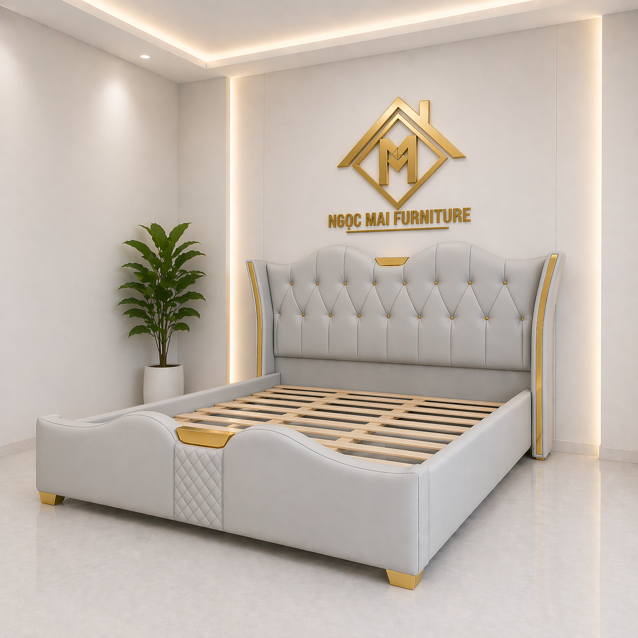 Gường Bọc Nệm Caro 1m8x2m Thiết Kế Hiện Đại-mã MH340 - Ảnh 4