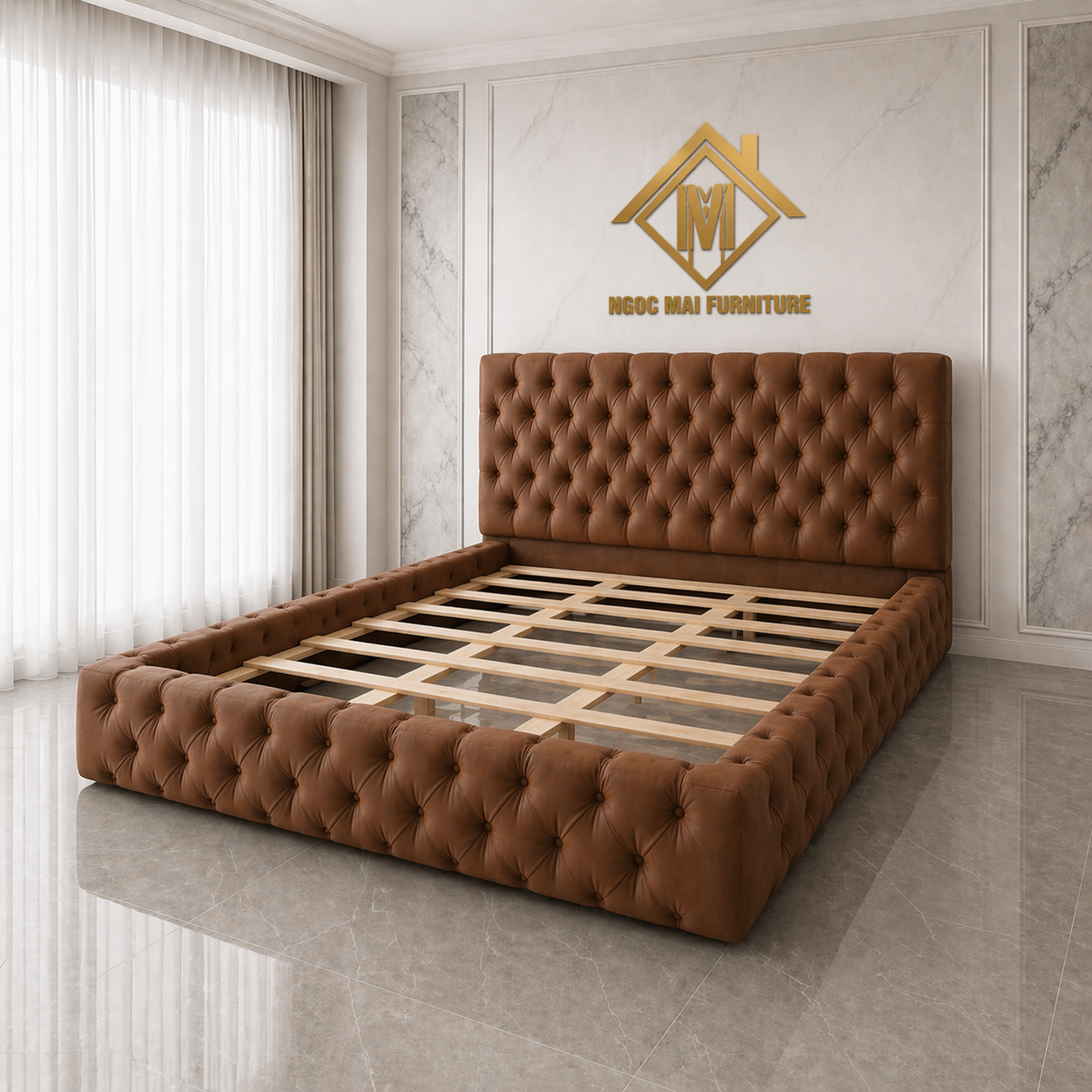 Giường Ngủ Bọc Tổ Ong Nệm Hiện Đại 1m6x2m-mã MH341 - Ảnh 7