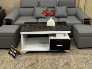 ComBoTrọn Bộ Sofa 2m2 Da Pu tay phối gỗ,mặt tựa thiết kế caro – MH346