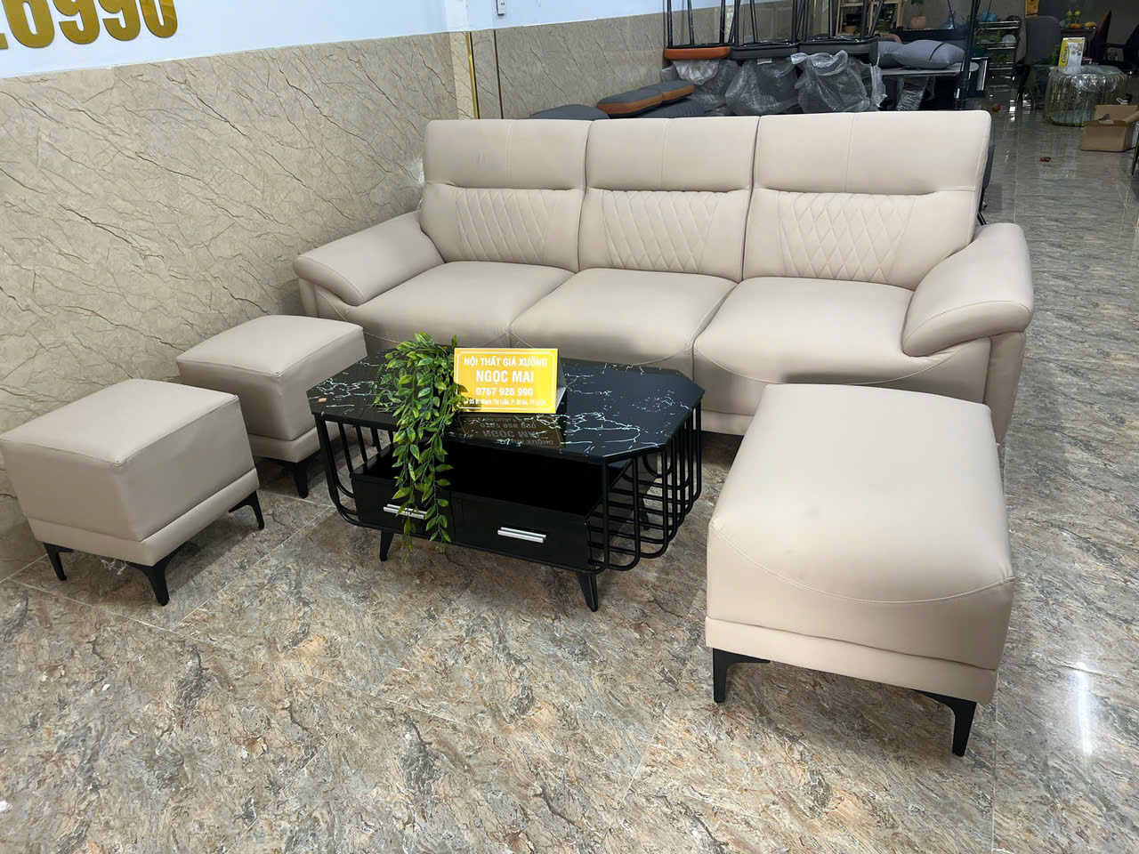 Bộ sofa caro phòng khách 2m2 chân cao hiệ đại-mã MH601 - Ảnh 10