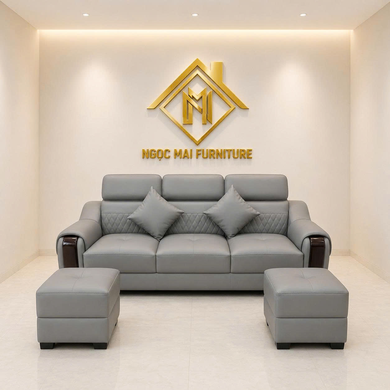 Sofa Da Cao Cấp 2m2 kèm 2 đôn tay phối gỗ sang trọng, tiện lợi (không bàn trà) –MH672 - Ảnh 10