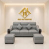 Sofa Da Cao Cấp 2m2 kèm 2 đôn tay phối gỗ sang trọng, tiện lợi (không bàn trà) –MH672 