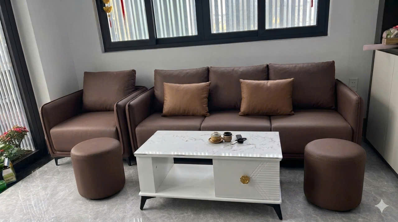 Bộ Sofa Da Cao Cấp 2m2 kèm ghế phụ và đôn siêu xinh– MH691 - Ảnh 5