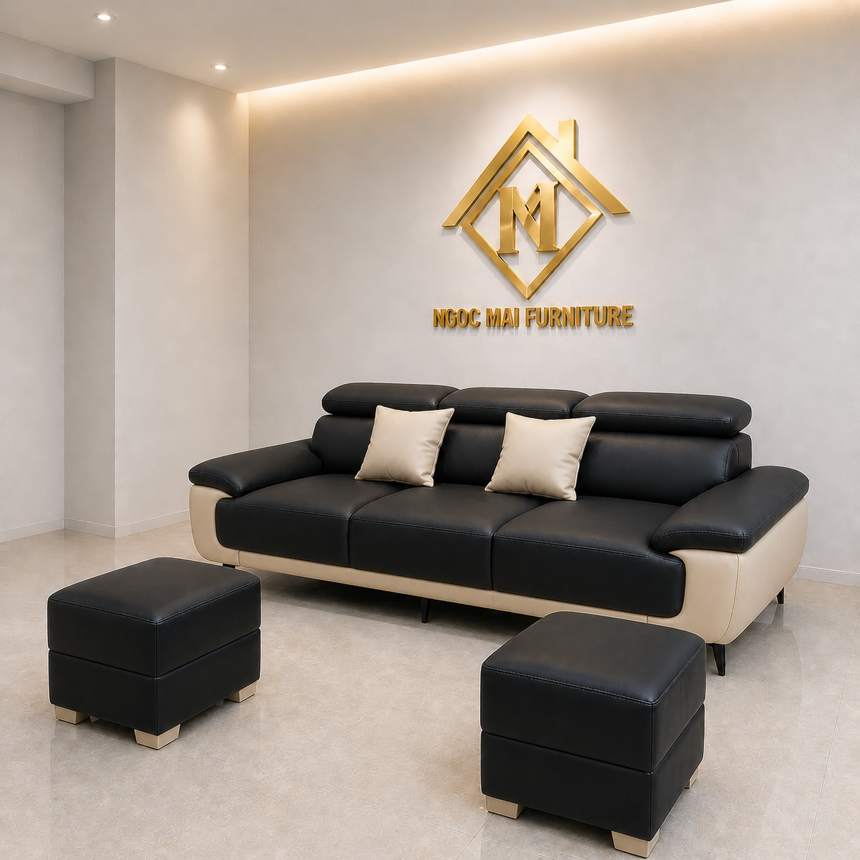 Sofa Da Cao Cấp da pu 2m2 kèm 2 đôn sang trọng, tiện lợi (không bàn trà) –MH674 - Ảnh 6