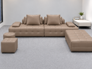 Sofa Da Cao Cấp da pu 2m2 kèm 2 đôn nhỏ và 1 đôn lớn siêu rộng,mẫu sofa hiện đại,sang trọng, tiện lợi (không bàn trà) – mã MH675