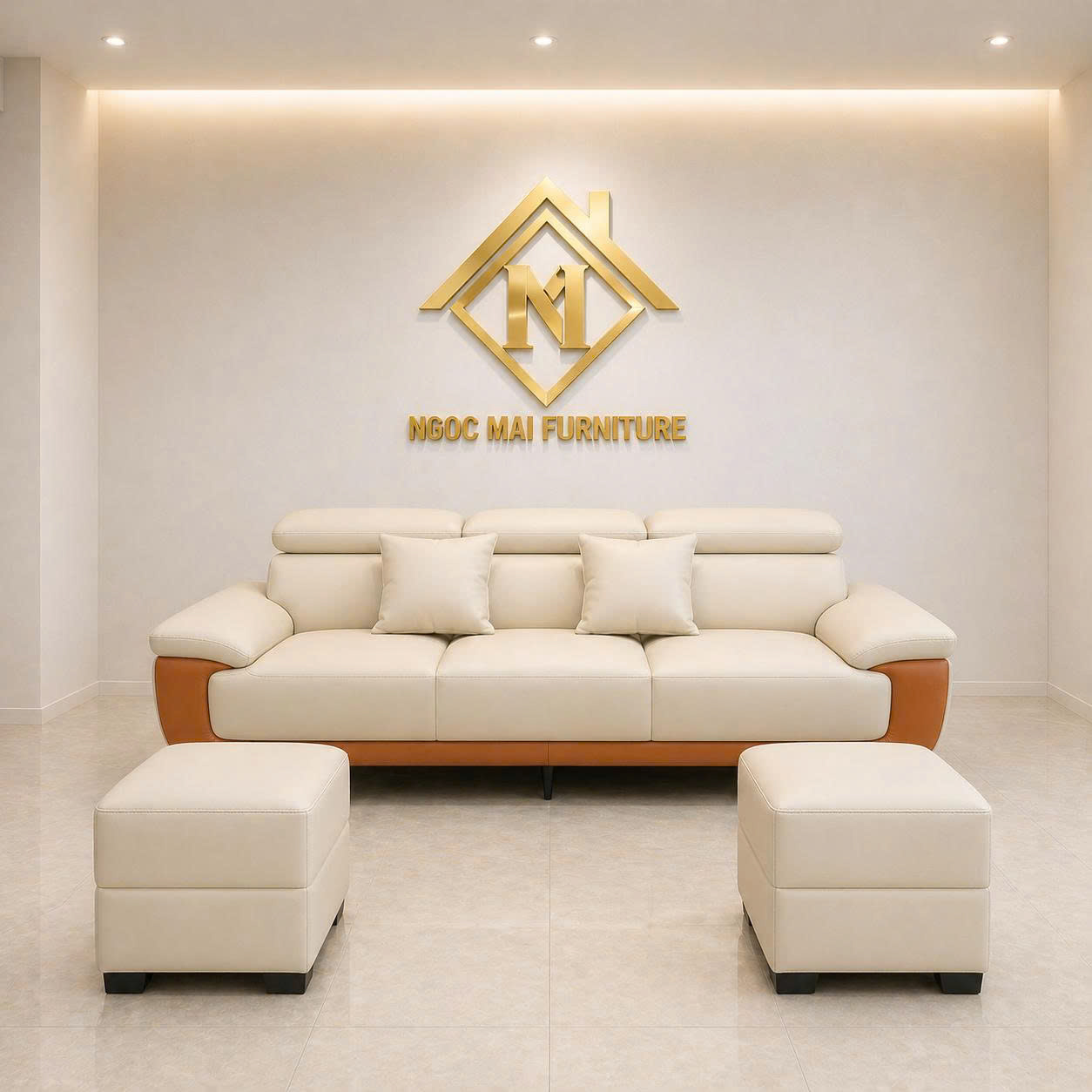 Sofa Da Cao Cấp da pu 2m2 kèm 2 đôn sang trọng, tiện lợi (không bàn trà) –MH674 - Ảnh 11