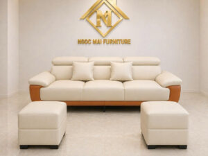 Sofa Da Cao Cấp da pu 2m2 kèm 2 đôn sang trọng, tiện lợi (không bàn trà) –MH674 